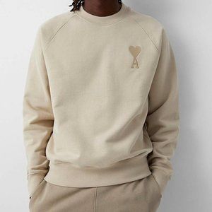 AMI Alexandre Mattiussi De Coeur Crew Neck Sweatshirt Beige